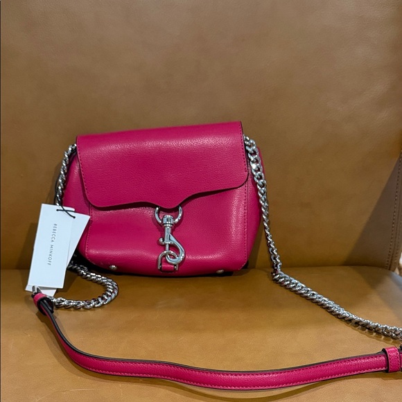 Rebecca Minkoff Handbags - Rebecca Minkoff Fuchsia Leather Crossbody with Silver Chain